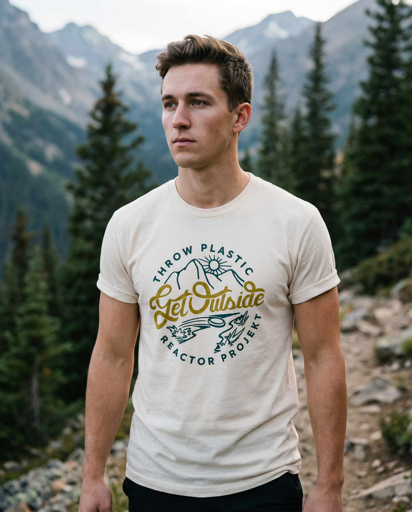 Get Outside, Throw Plastic Tee (Sand)